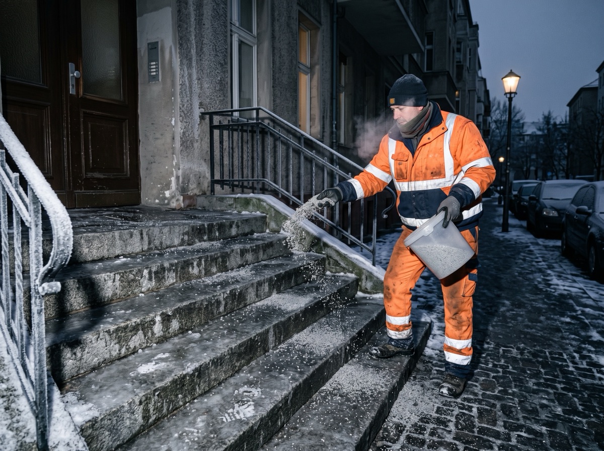 Glättebekämpfung Berlin – Behandlung einer vereisten Fläche